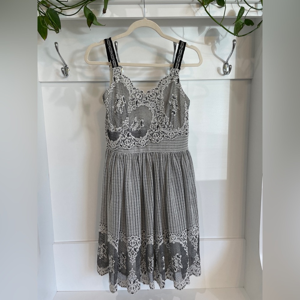 Anna Sui Boho black and white summer striped sundress